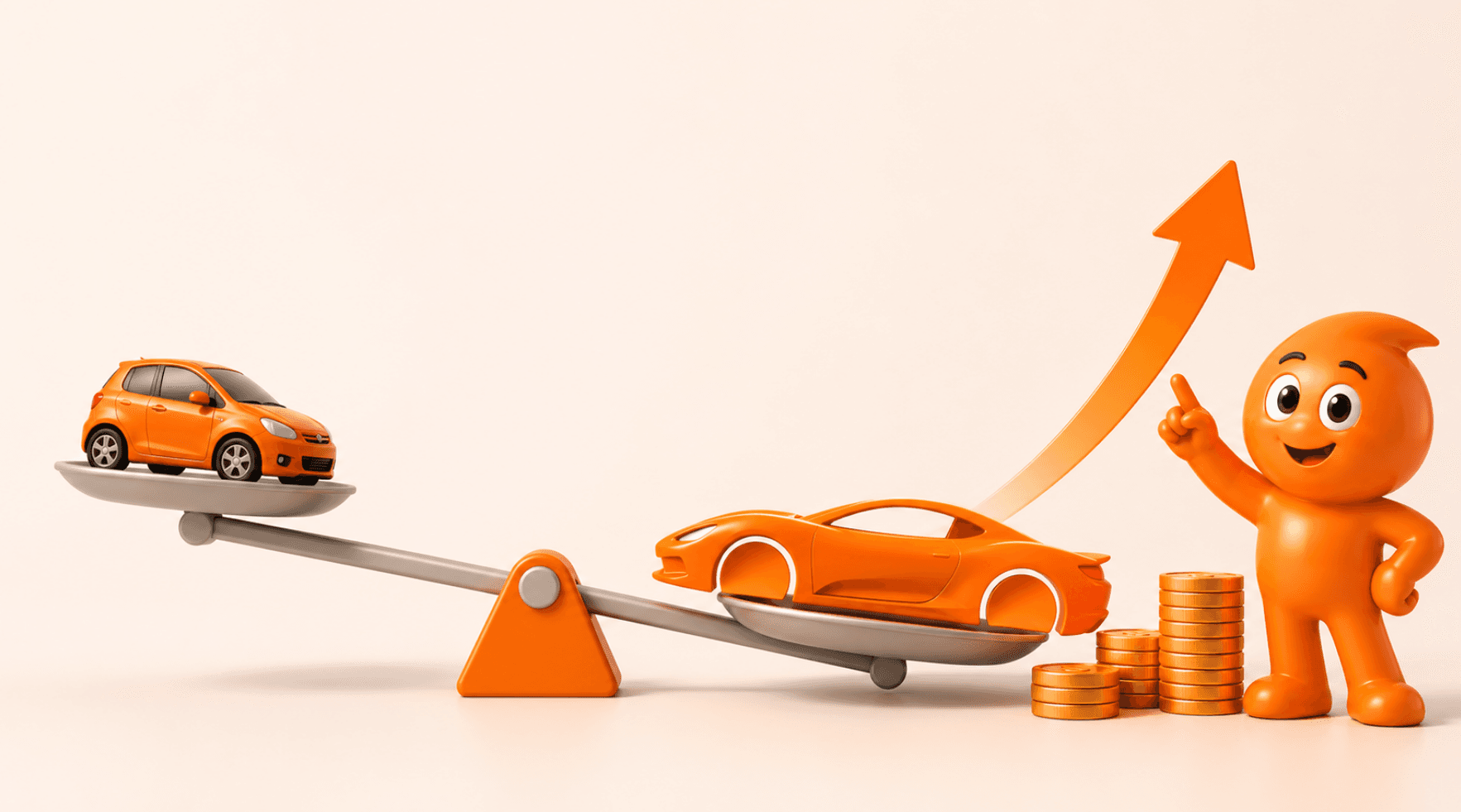 MOTCO mascot showing a higher insurance group car costing more than a smaller car